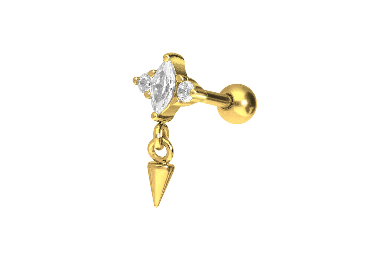Chirurgenstahl Ohrpiercing EINGEFASSTE KRISTALLE + SPITZE